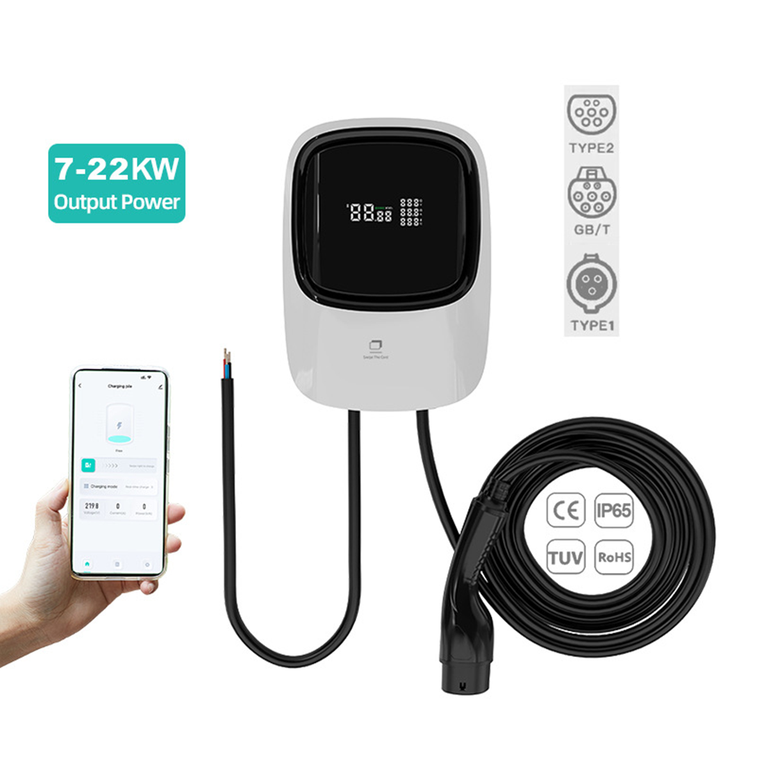 CE EV Charger, 7kw/11kw/22kw, 16/32A, Type2 Connector, Wall-Mounted