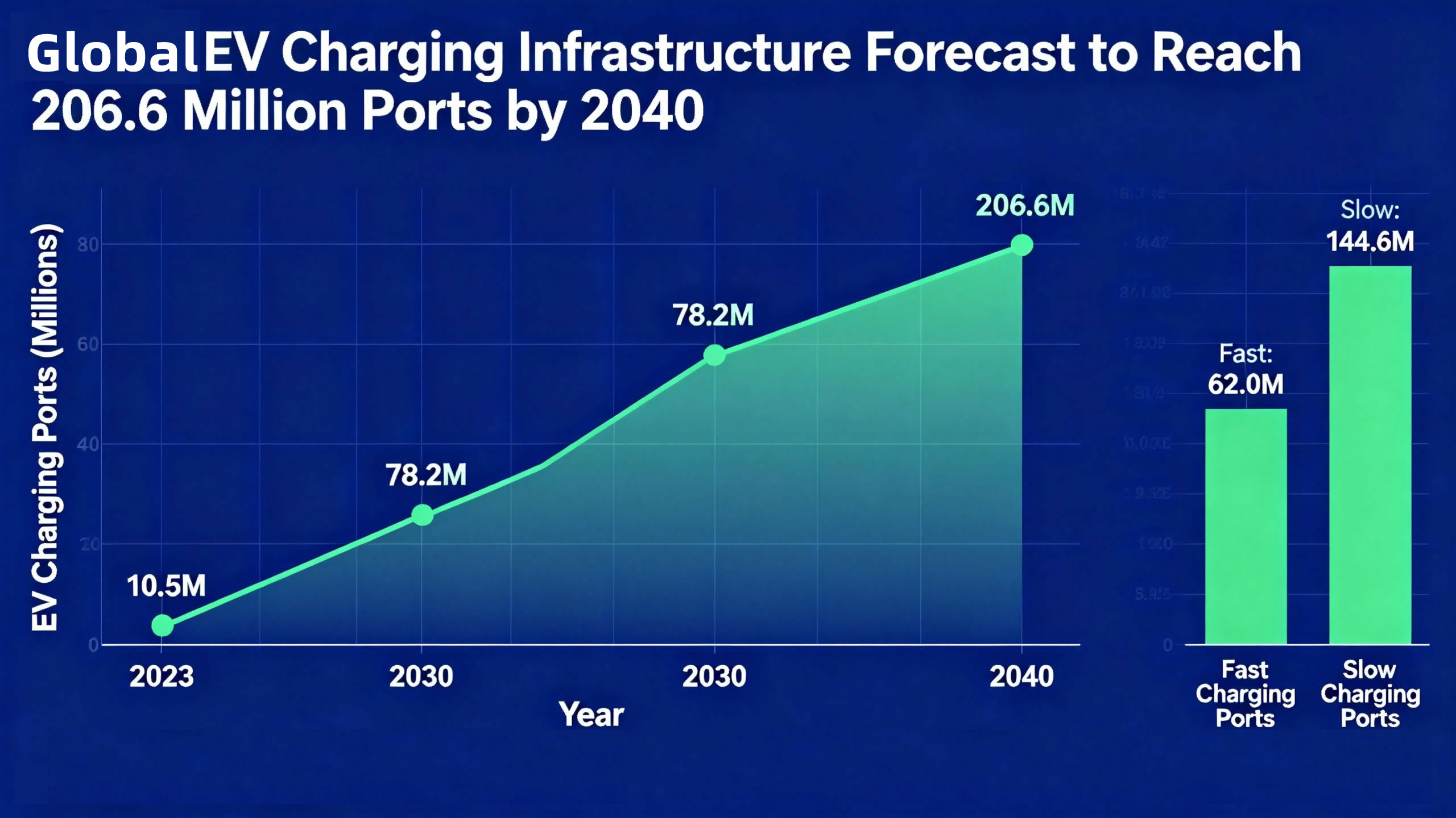 Global EV Charging Infrastructure Forecast to Reach 206.6 Million Ports by 2040