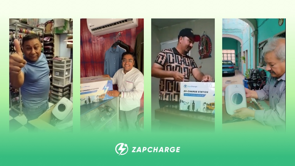 Carregadores EV ZapCharge entregues aos usuários, recebendo feedback positivo generalizado